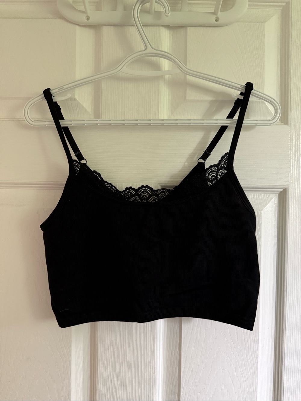 Aerie Black Ribbed Cropped Bralette Top